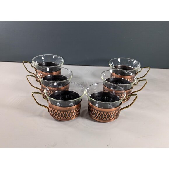 Vintage Schott Mainz Jenaer Glasses: set of 6 tea / coffee glasses with copper - Picture 10 of 14